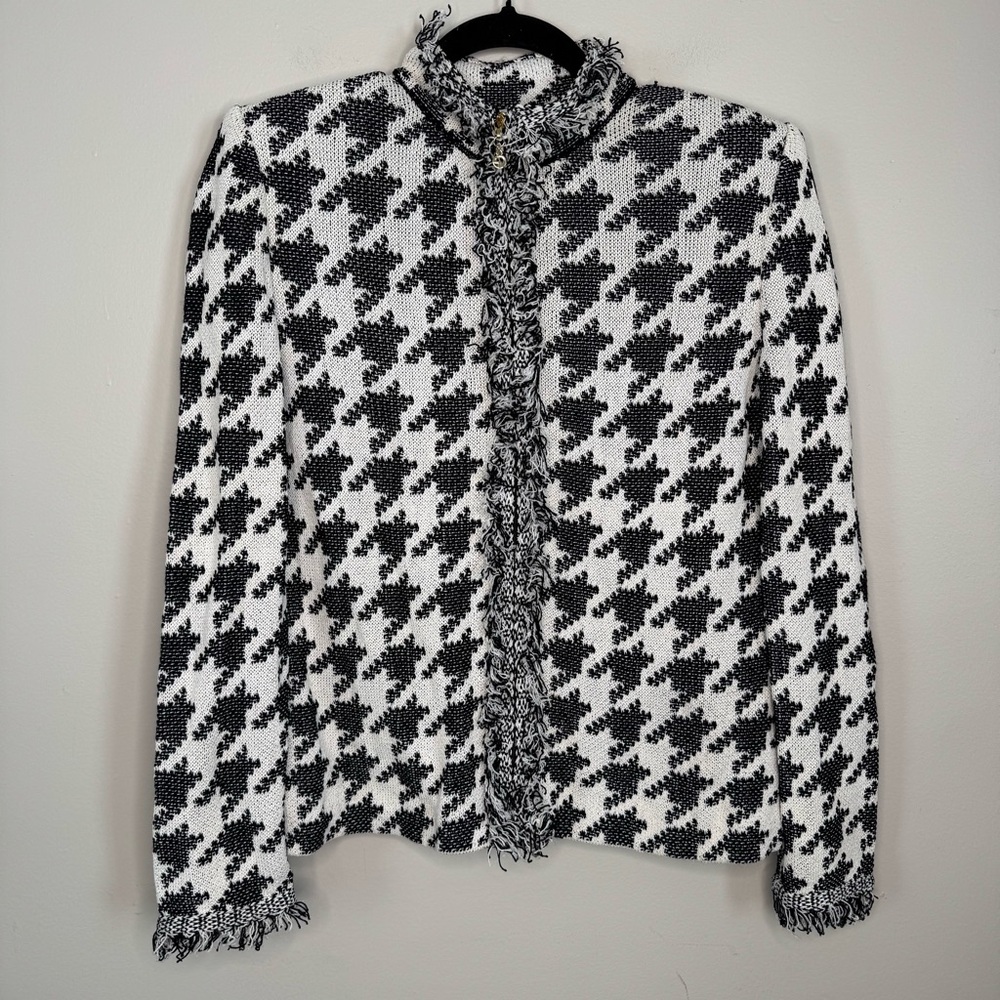 St. John Sport by Marie Gray Black and White Houndstooth Blazer - size small